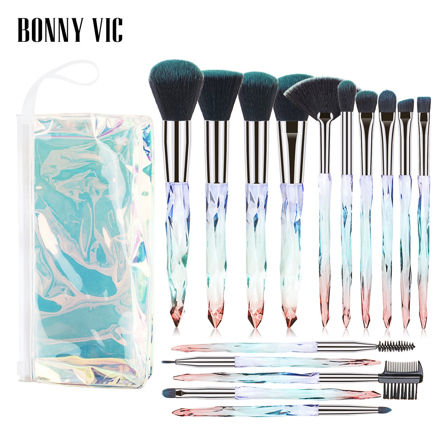 15 pcs Makeup Brushes Diamond Crystal