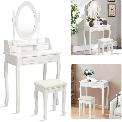 Vanity Table Set with 4 Drawer