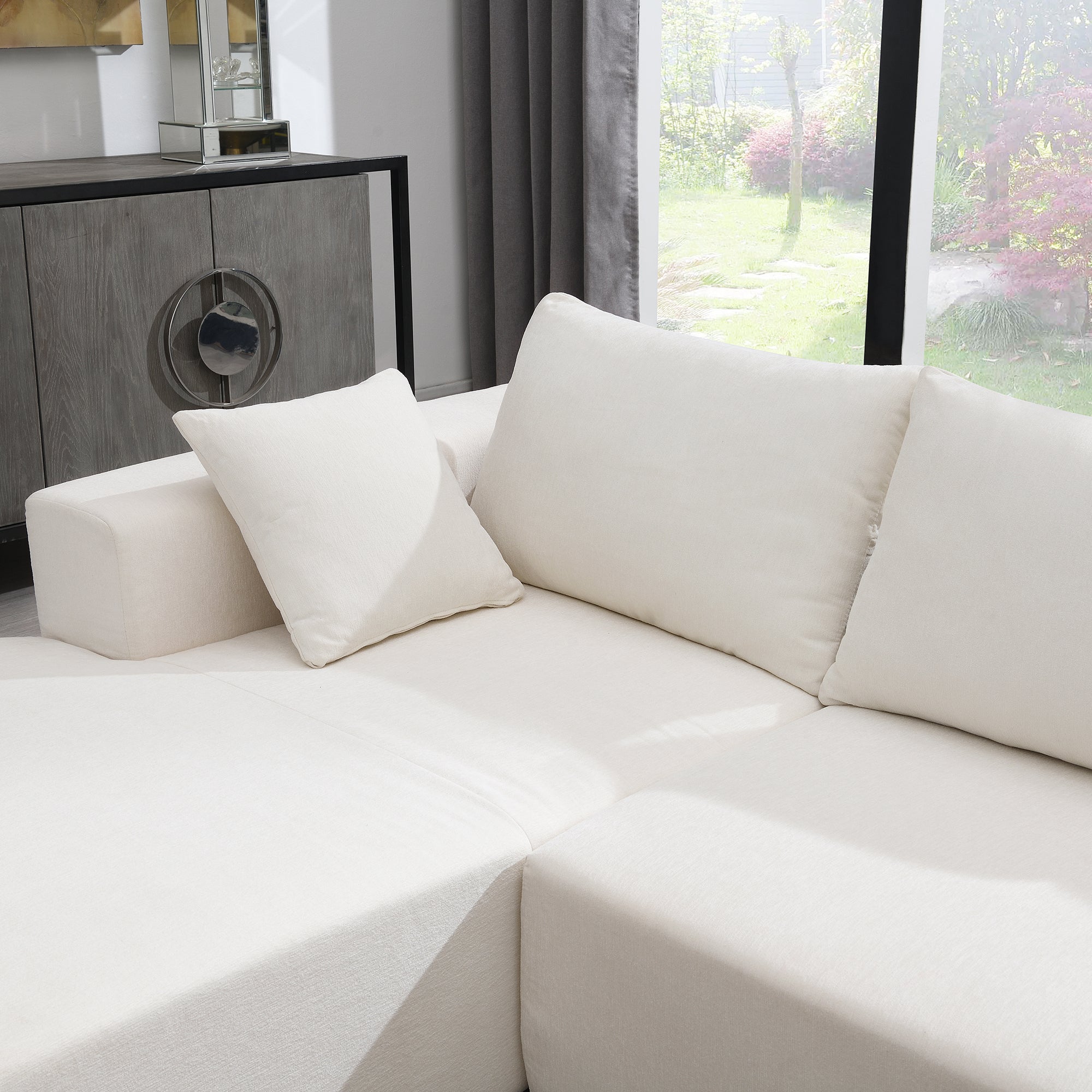 Modular Sectional Living Room Sofa Set Modern Minimalist Style Couch White