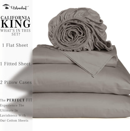 1000 Thread Count Egyptian Cotton Sheets California King Size, Long Staple Soft & Breathable, 4 Pc Bed Sheet Sets, Luxury Hotel Sateen Sheets Fits 16" Deep Pocket - Dark Grey