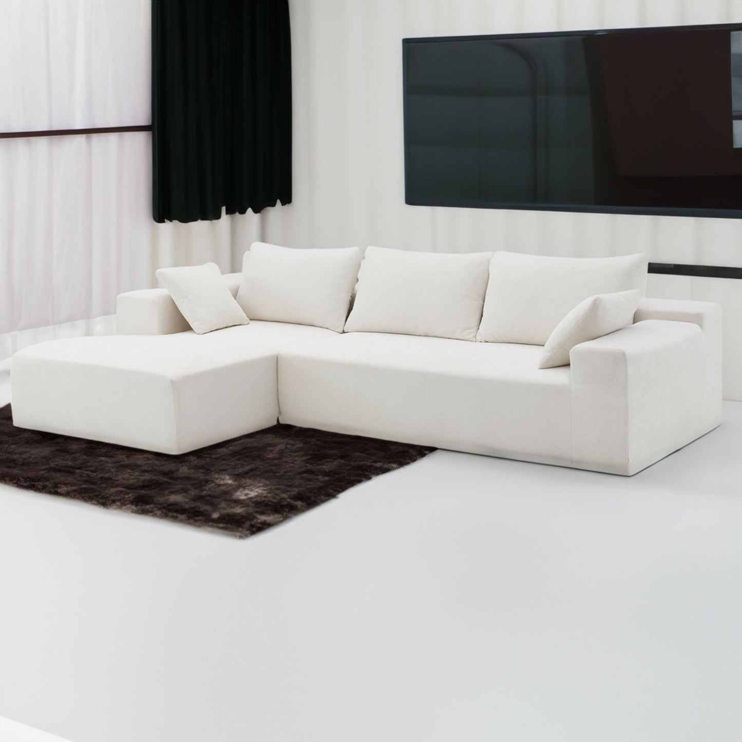 Modular Sectional Living Room Sofa Set Modern Minimalist Style Couch White