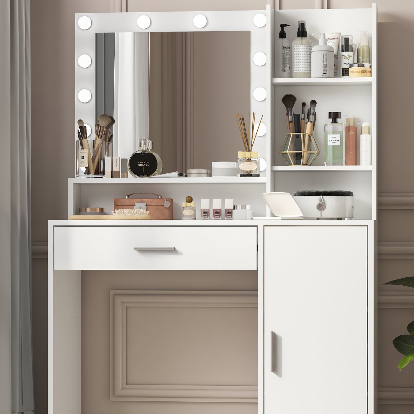 Makeup Vanity Desk with Mirror & Light