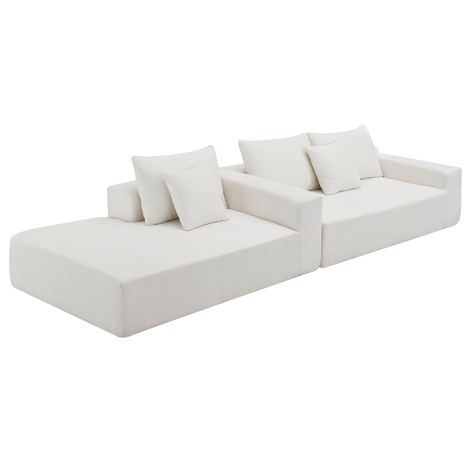 Modular Sectional Living Room Sofa Set Modern Minimalist Style Couch White