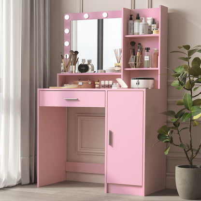 Makeup Vanity Desk with Mirror & Light