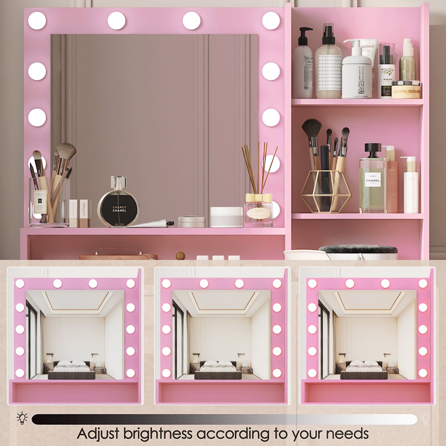 Makeup Vanity Desk with Mirror & Light