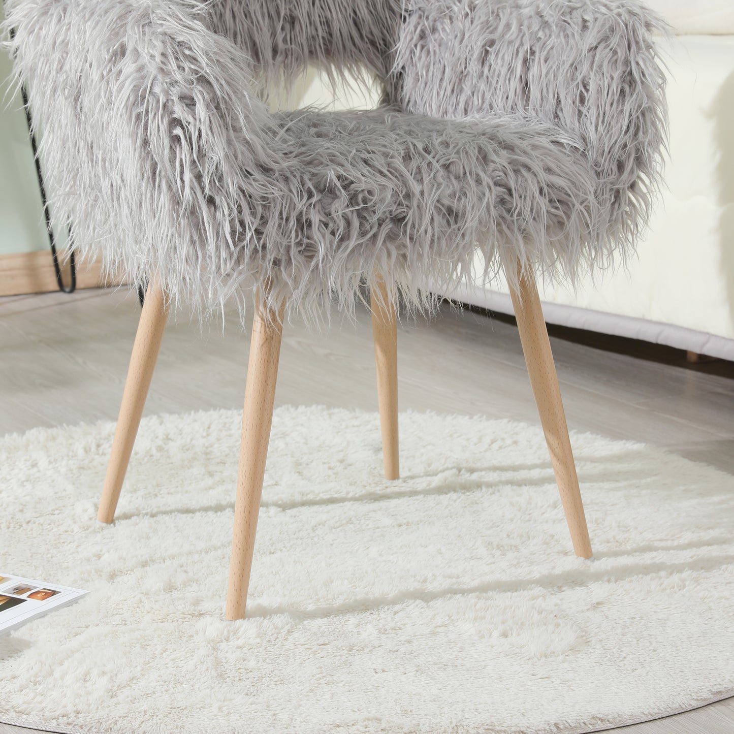 GREY Faux Fur Chair