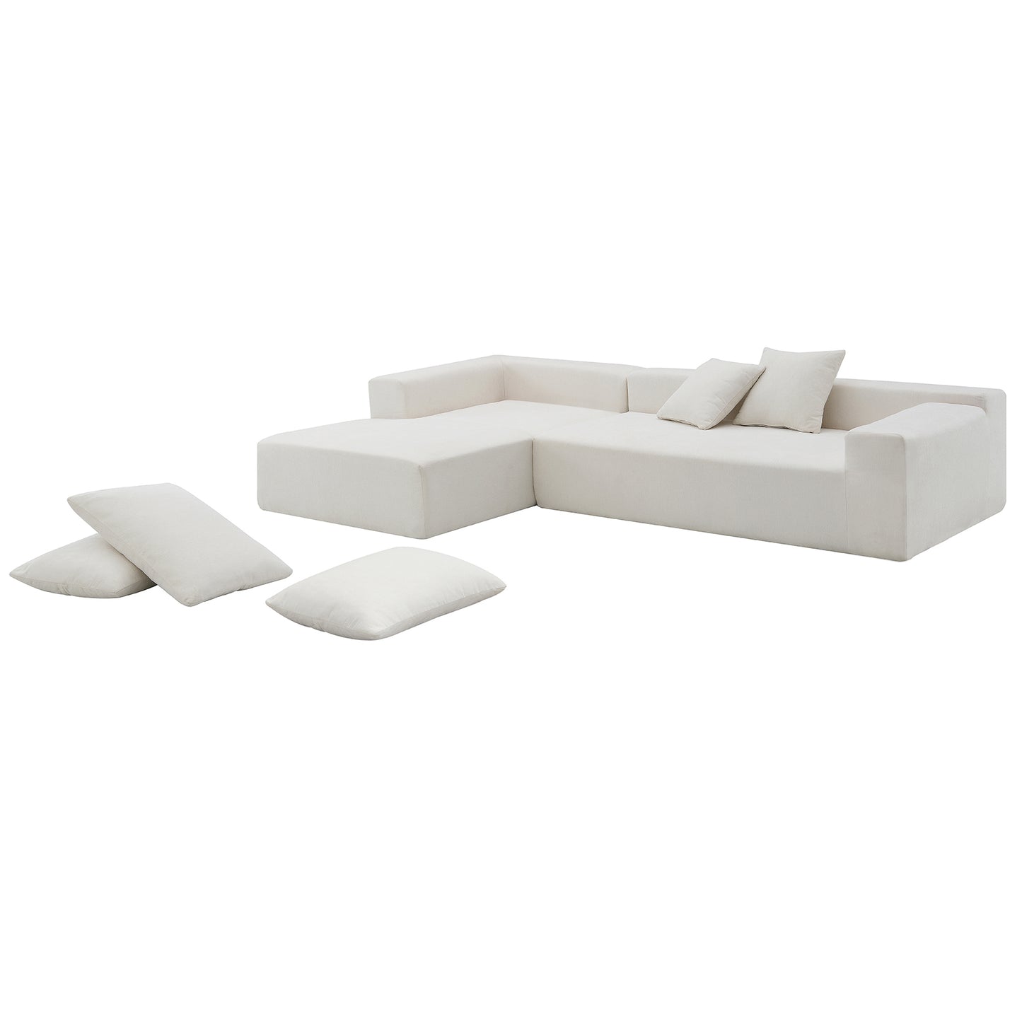 Modular Sectional Living Room Sofa Set Modern Minimalist Style Couch White