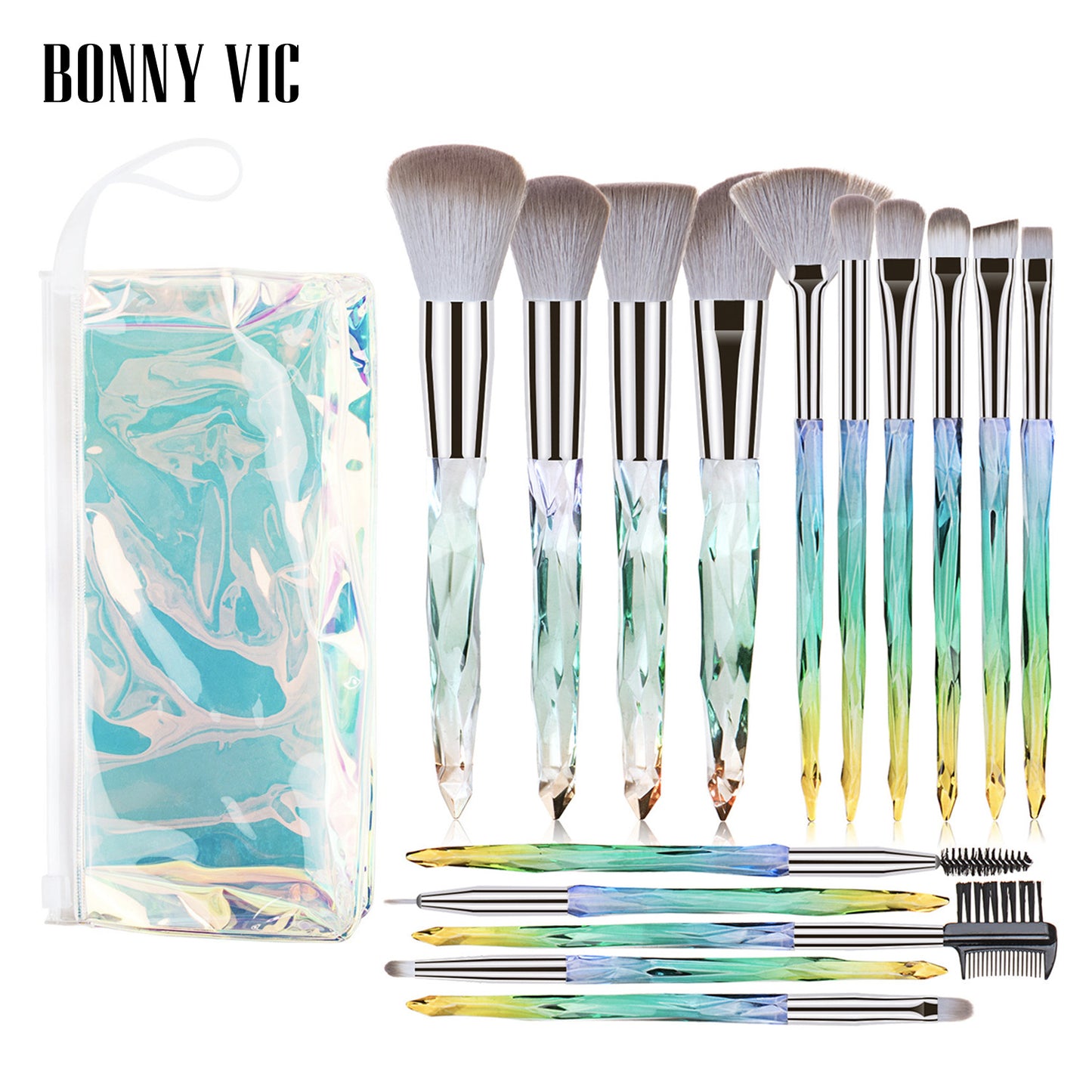 15 pcs Makeup Brushes Diamond Crystal