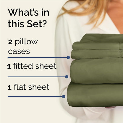 Twin XL 4 Piece Sheet Set - Comfy, Breathable & Cooling - Hotel Luxury Bedding for Women, Men, Kids & Teens - 1 Flat & 1 Fitted Sheet & 2 Pillowcases W/ Deep Pockets - Soft & Wrinkle Free - Sage Green