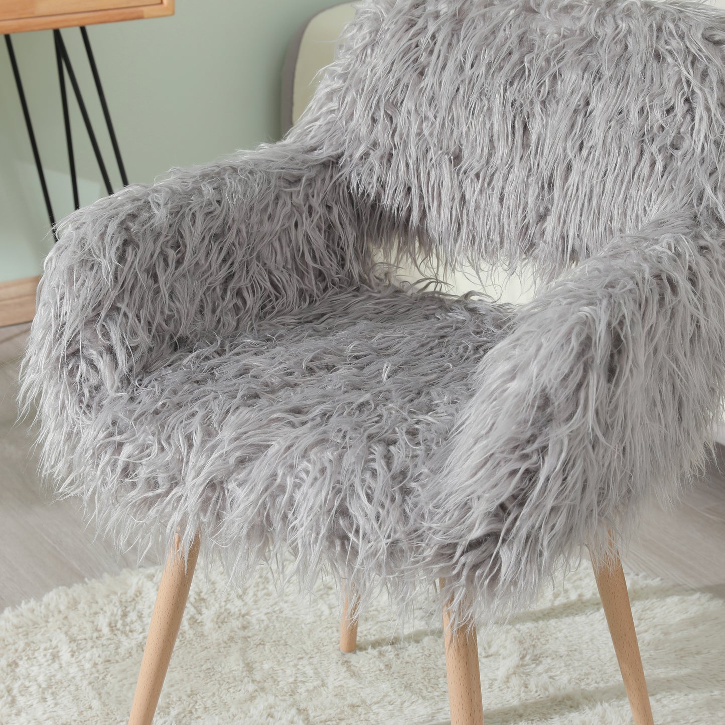 GREY Faux Fur Chair