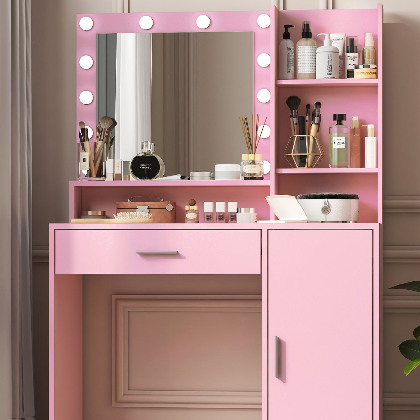 Makeup Vanity Desk with Mirror & Light