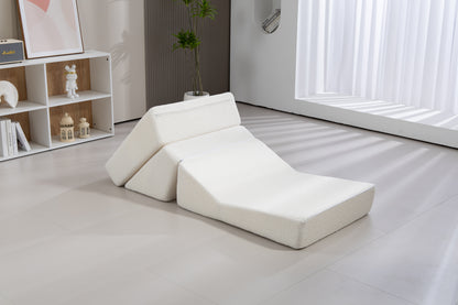 Folding Sofa Bed Couch Unfold for comfortable nap Modular Play Couch for Living Room The office Room Playroom White color