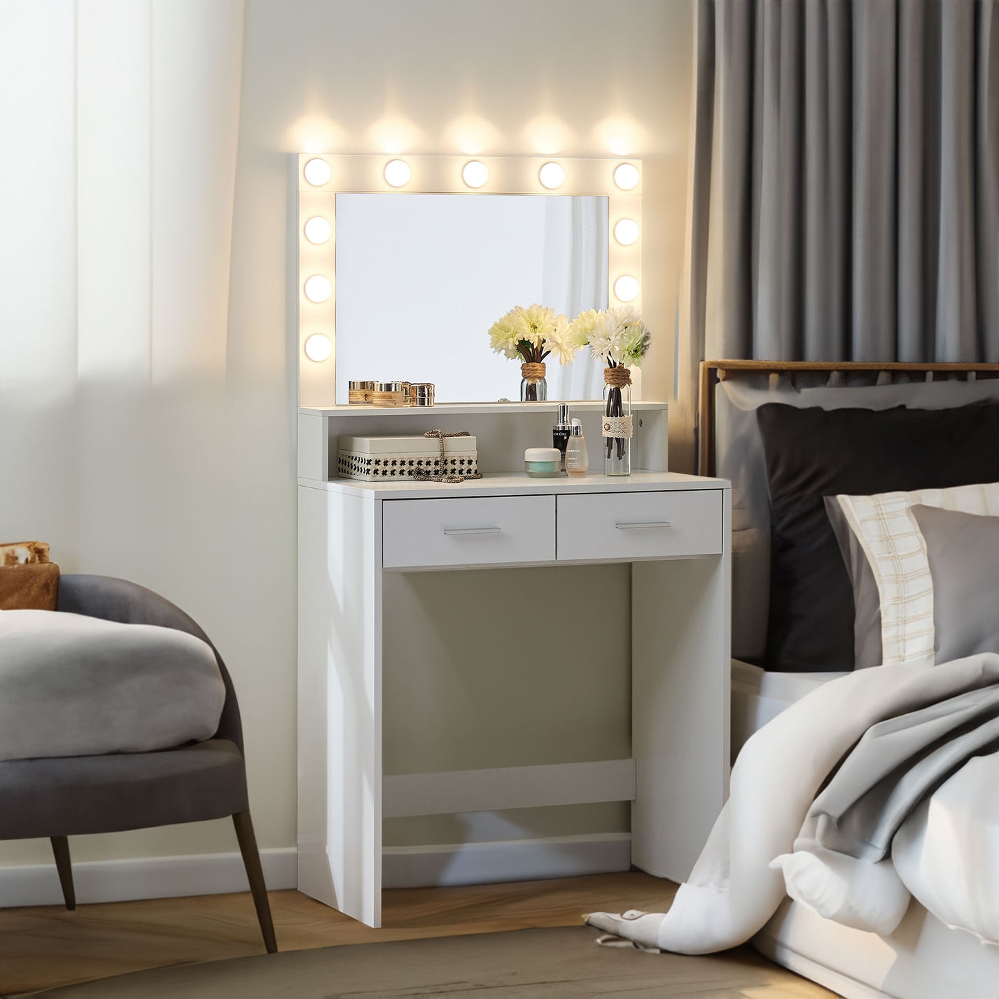 Makeup Vanity Desk with Mirror & Light