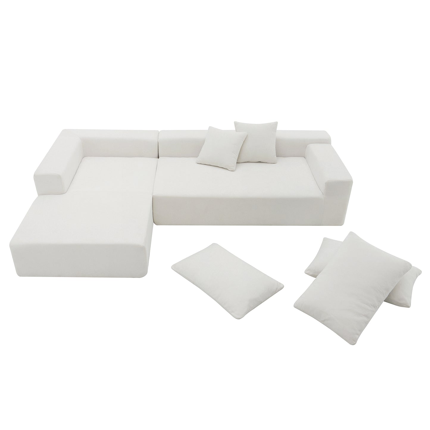 Modular Sectional Living Room Sofa Set Modern Minimalist Style Couch White