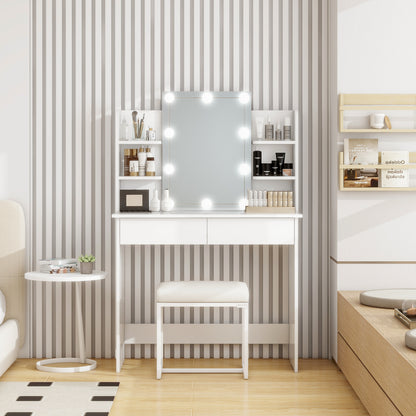 Makeup Vanity Desk With LED Lighted Mirror