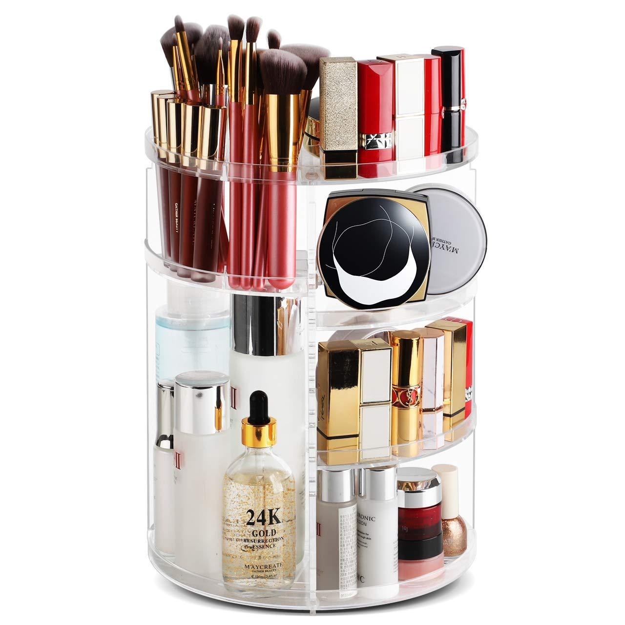 Rotating cosmetic storage box