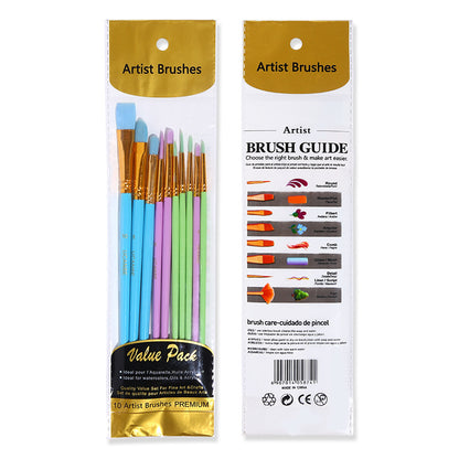 10 Pack Color Oil Paint Brushes