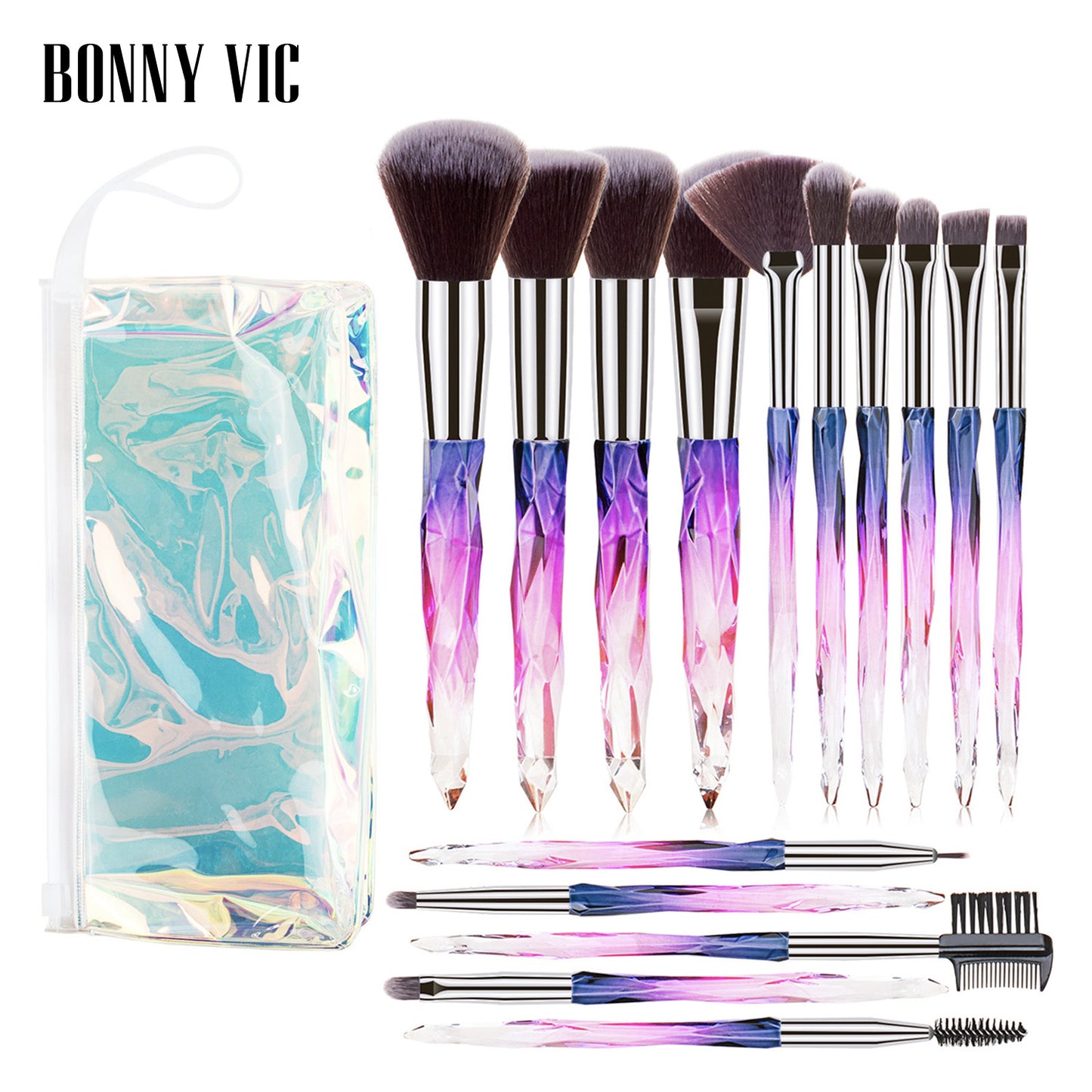 15 pcs Makeup Brushes Diamond Crystal