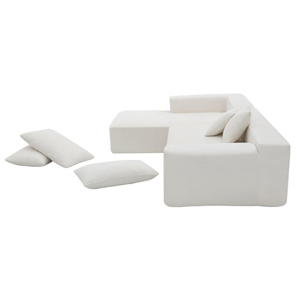 Modular Sectional Living Room Sofa Set Modern Minimalist Style Couch White