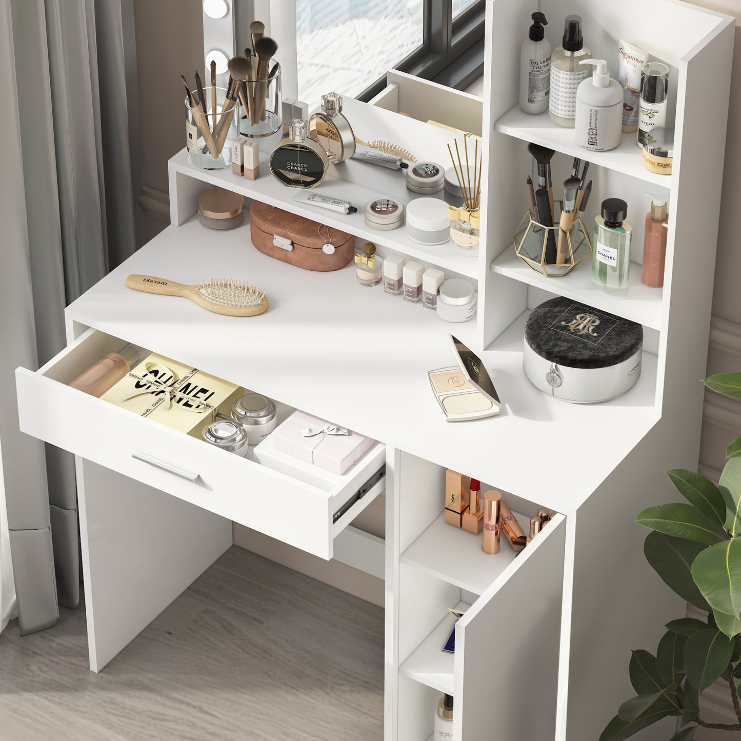 Makeup Vanity Desk with Mirror & Light