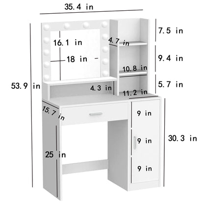 Makeup Vanity Desk with Mirror & Light