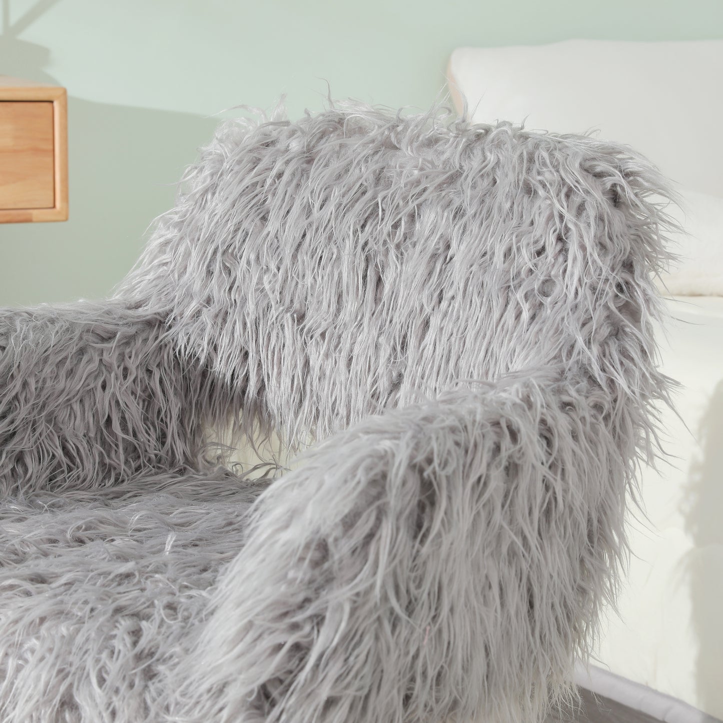 GREY Faux Fur Chair