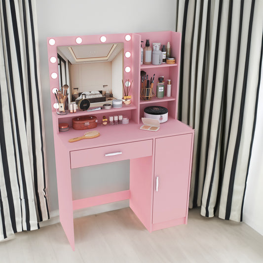 Makeup Vanity Desk with Mirror & Light