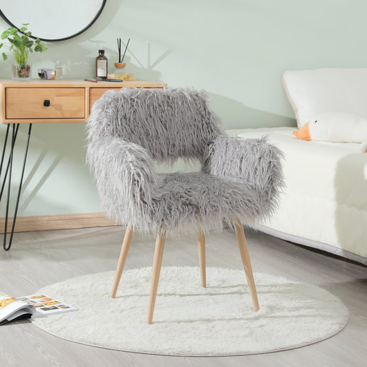 GREY Faux Fur Chair