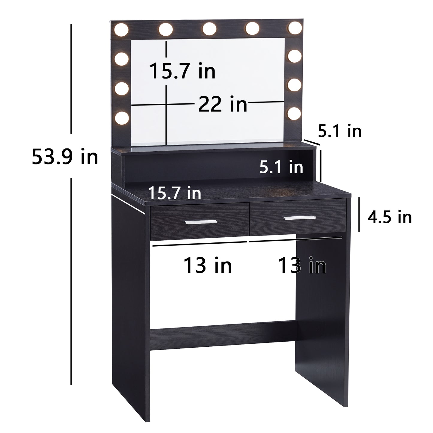 Makeup Vanity Desk with Mirror & Light