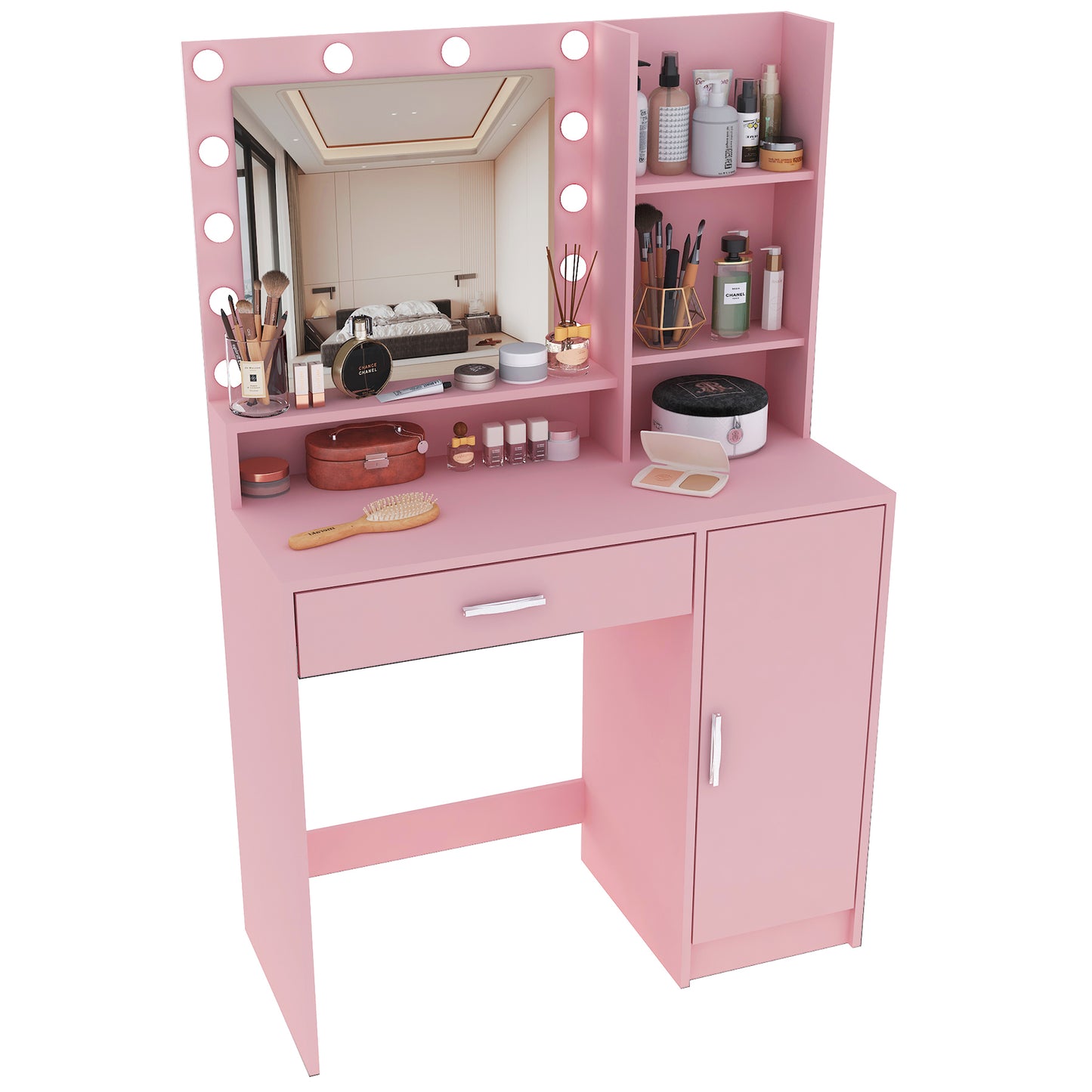 Makeup Vanity Desk with Mirror & Light