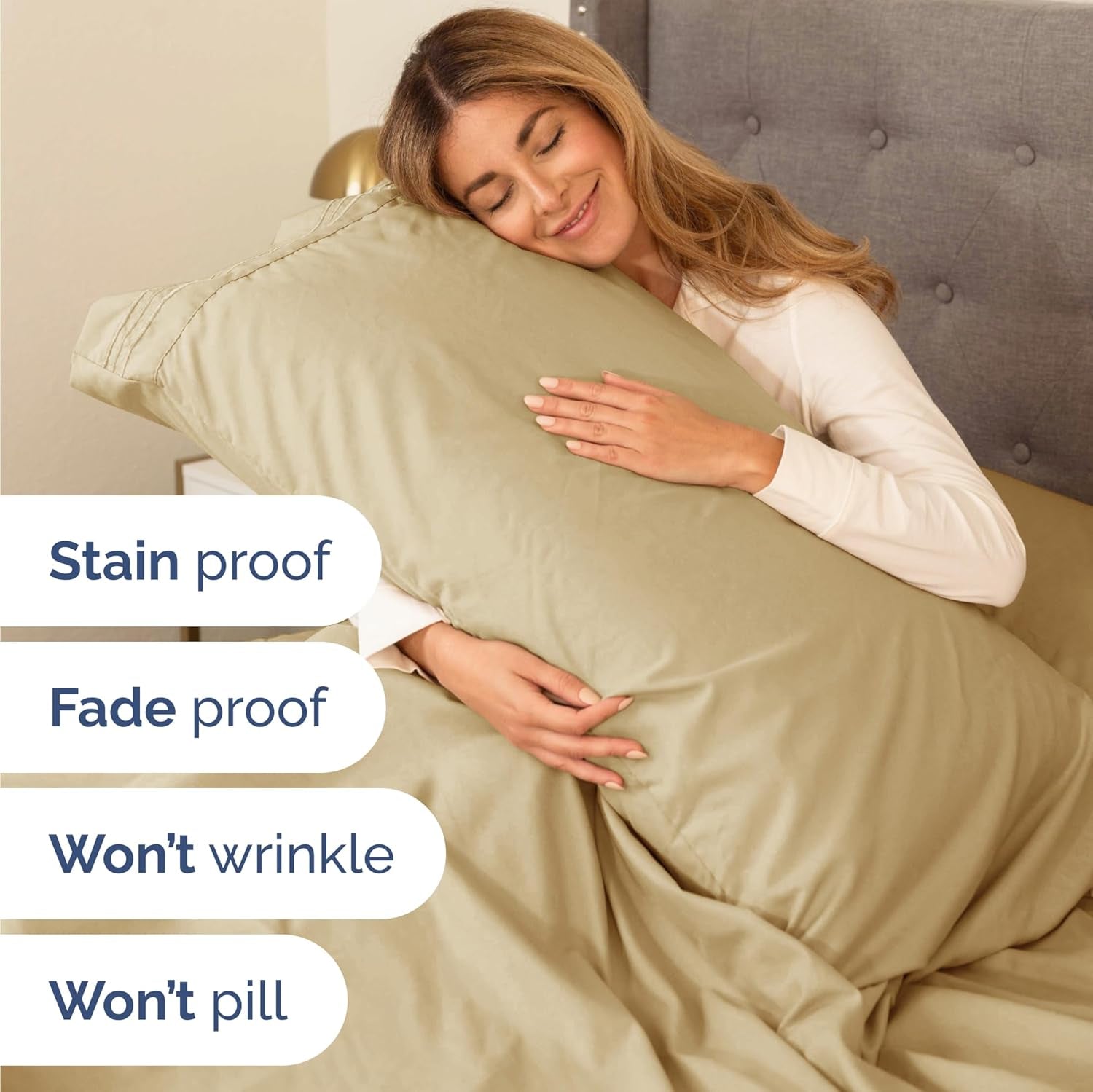 Twin Size 3 Piece Sheet Set - Comfy Breathable & Cooling Bed Sheets Set - Hotel Luxury Bedding for Women, Men, Kids & Teens - Deep Pockets, Easy Secure Fit, Soft and Wrinkle Free - Oeko-Tex - Beige