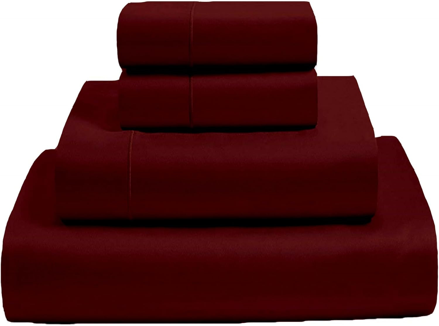 Flex Head King Sheets Sets for Adjustable Beds-Top Split King Sheets Sets (4 Pcs) King 34 Inch down Sheets Burgundy 16 Inch Deep Sheets